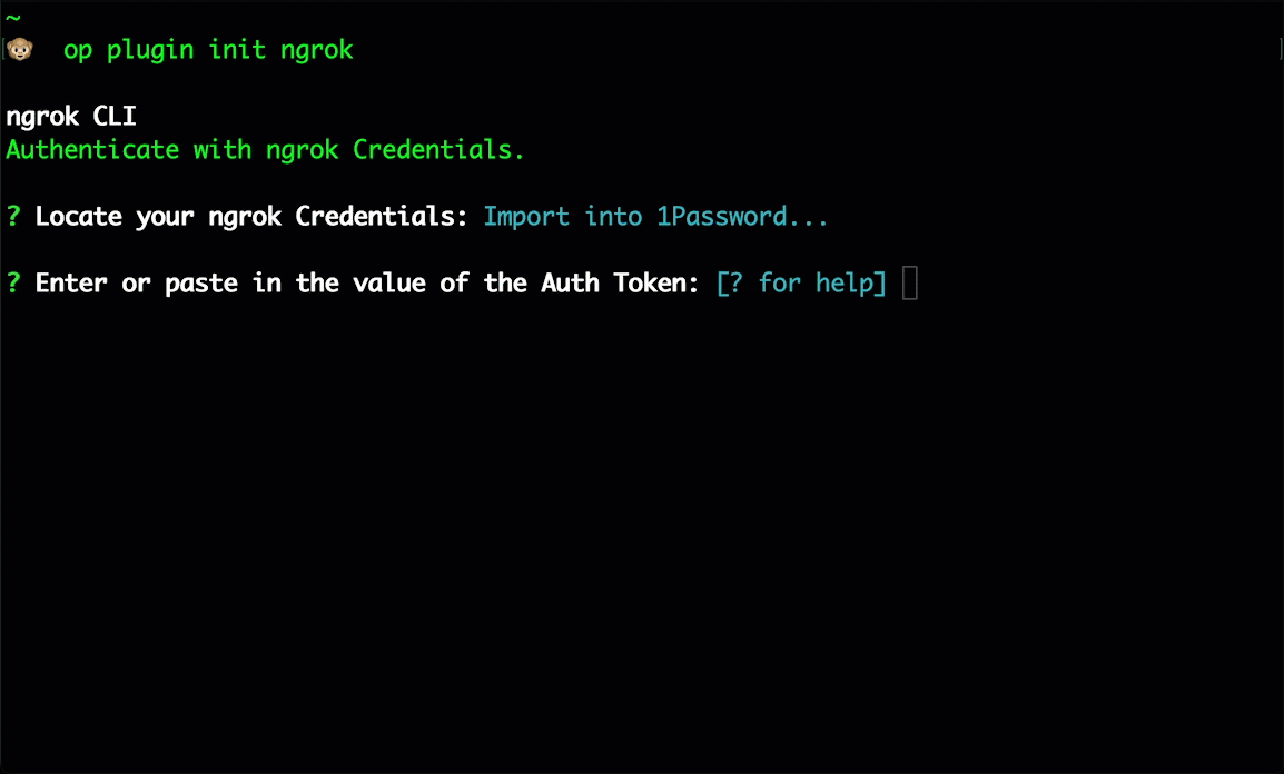 Import your ngrok credentials into 1Password